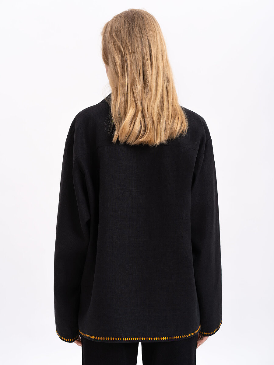 Темна сорочка з кольоровою вишивкою «Глід» [0]